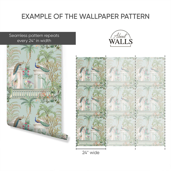 Peacock Garden Chinoiserie Wallpaper A141