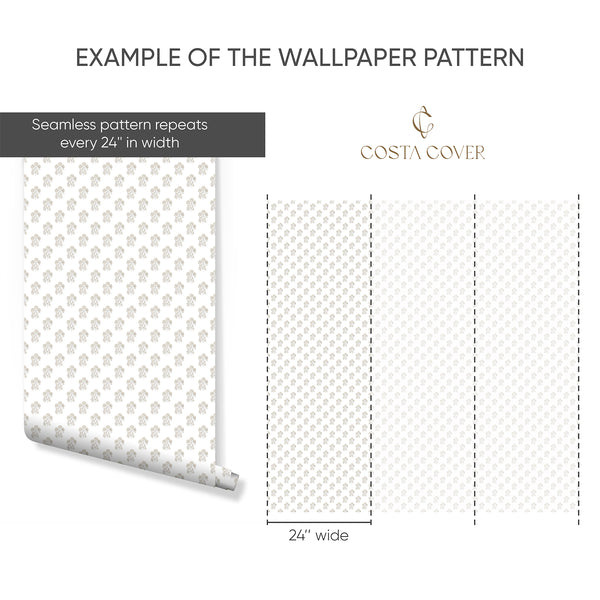Beige Vintage Floral Wallpaper CC371