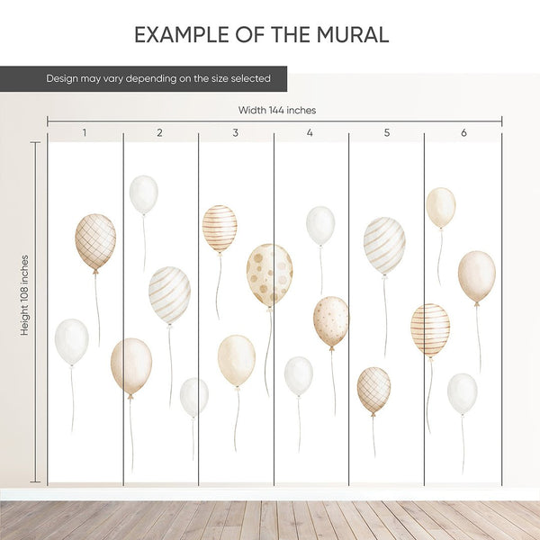 Beige Flying Balloons Wall Mural SM081 - CostaCover - Peel and stick Removable Wallpaper - Abstract - abstract wall art - abstract wallpaper