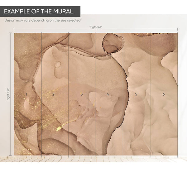 Brown Beige Watercolor Ink Wall Mural CCM130 - CostaCover - Peel and stick Removable Wallpaper - abstract wallpaper - accent wallpaper - adhesive wallpaper