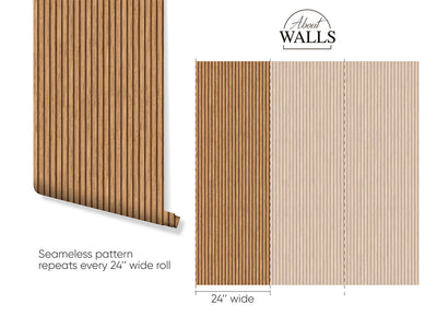 Wooden Oak Slat Panels Wallpaper A001