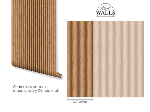 Wooden Oak Slat Panels Wallpaper A001 - CostaCover - Peel and stick Removable Wallpaper - about walls - abstract wall art - abstract wallpaper