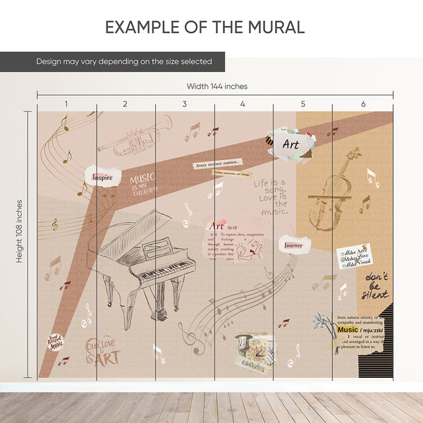 Beige Music Collage Wall Mural SM105