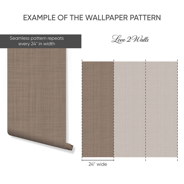 Taupe Brown Linen Texture Wallpaper L042