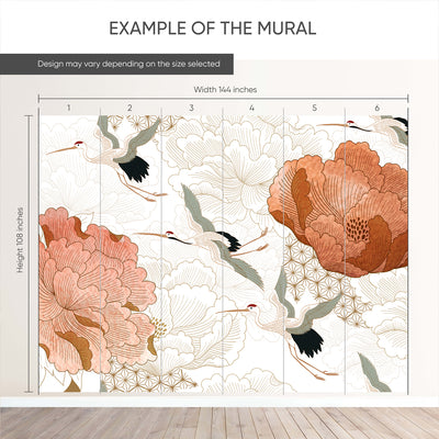 Flying Japanese Cranes Wall Mural WM121