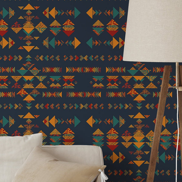 African Motifs Triangular Wallpaper W163 - CostaCover - Peel and stick Removable Wallpaper - abstract wallpaper - accent wallpaper - adhesive wallpaper