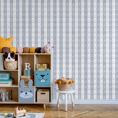 Blue White Anchor Wallpaper A075
