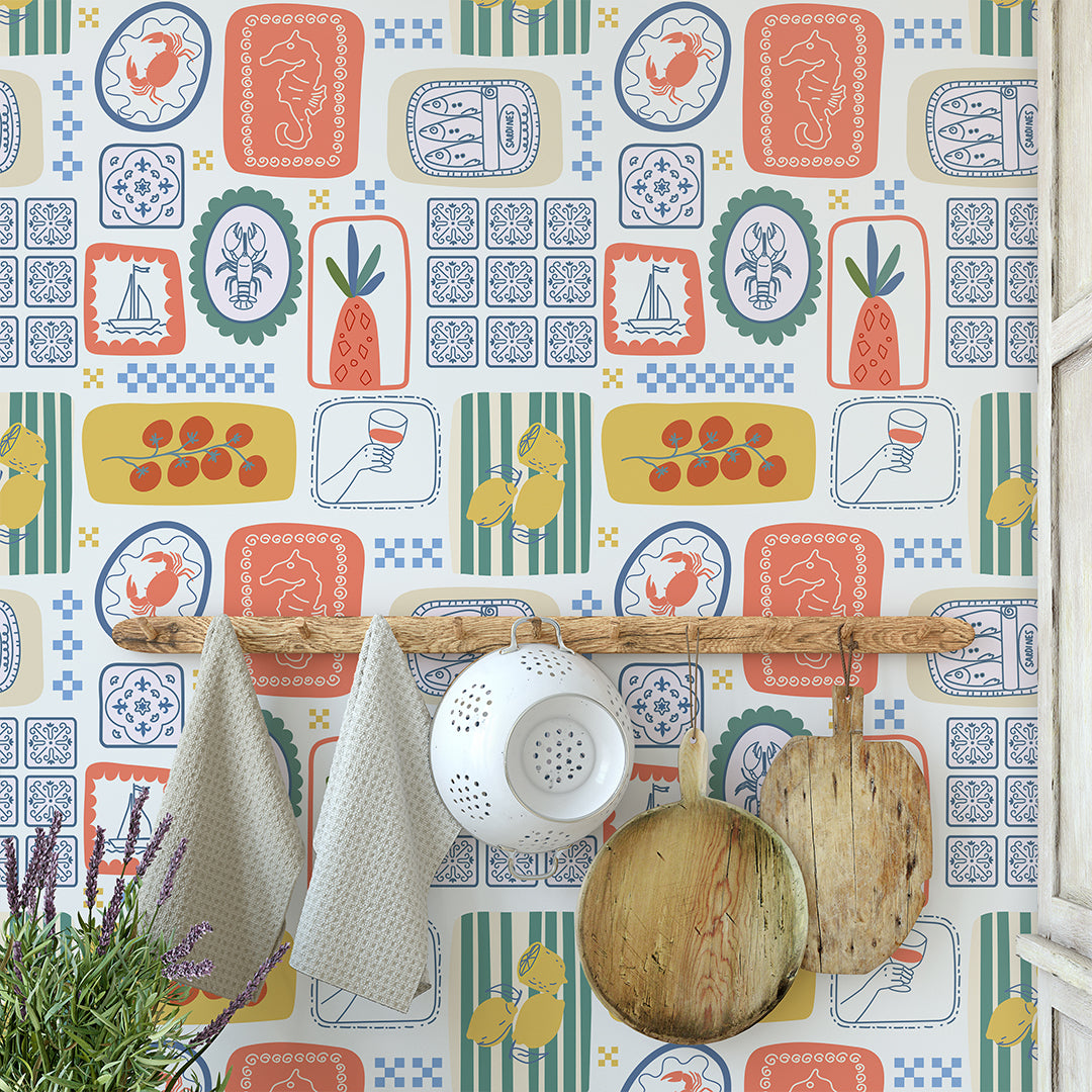 Mediterranean Kitchen Tile Wallpaper CC359