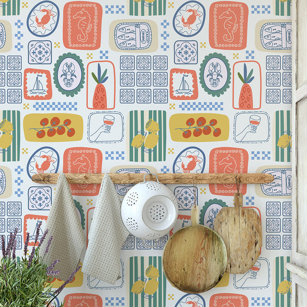 Mediterranean Kitchen Tile Wallpaper CC359