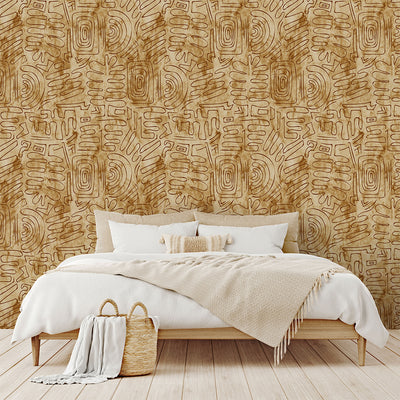 Tan Brown Tribal Mudcloth Wallpaper W173