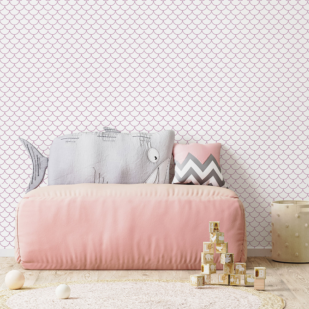 Lilac Pink Fish Scales Wallpaper S096