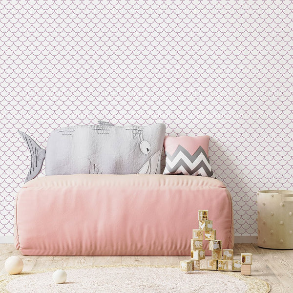 Lilac Pink Fish Scales Wallpaper S096 - CostaCover - Peel and stick Removable Wallpaper - Abstract - abstract mural - abstract paint