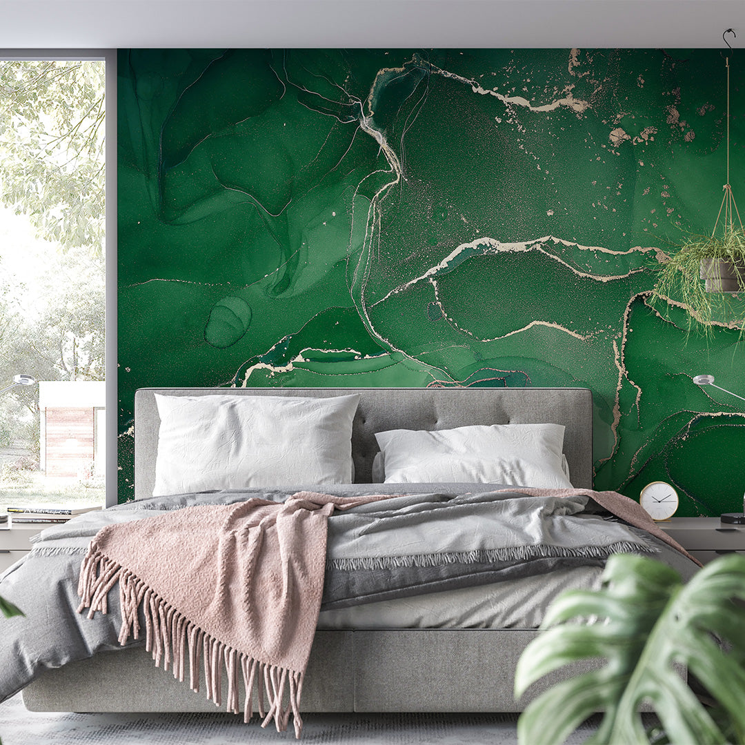 Green Alcohol Ink Paint Self Adhesive Wall Mural CCM026