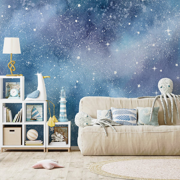 Blue Galaxy Nursery Wall Mural SM095 - CostaCover-Peel and stick Removable Wallpaper-Abstract-abstract wall art-abstract wallpaper