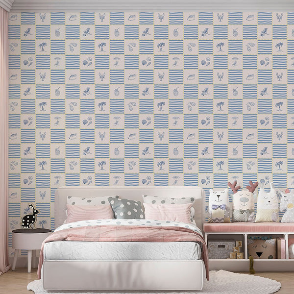 Blue Tropical Beach Wallpaper A085 - CostaCover-Peel and stick Removable Wallpaper-abstract wall art-abstract wallpaper