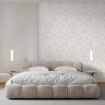 Light Beige Classic Damask Wallpaper A025