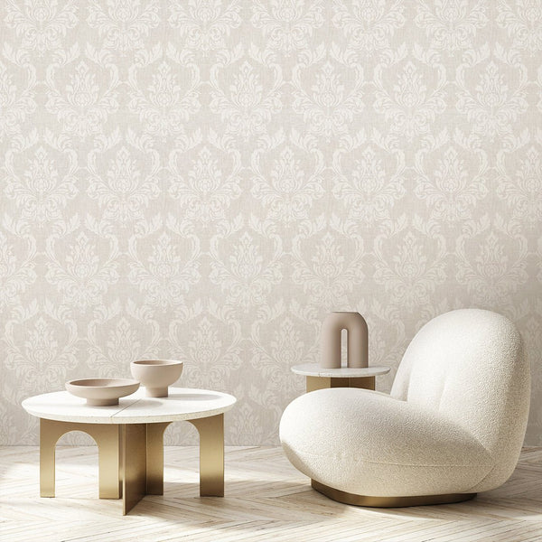 Beige Classic Damask Wallpaper A031 - CostaCover - Peel and stick Removable Wallpaper - abstract wallpaper - accent wallpaper - adhesive wallpaper