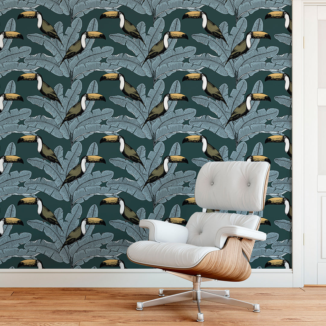 Toucan & Palm Leaves Wallpaper CC211