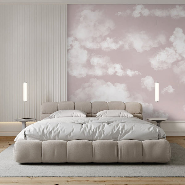 Pastel Pink Sky & Clouds Wall Mural AM022 - CostaCover - Peel and stick Removable Wallpaper - about walls - Abstract - abstract lines
