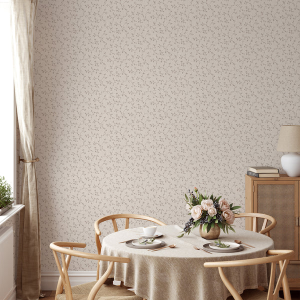 Beige Floral Vine Wallpaper L114