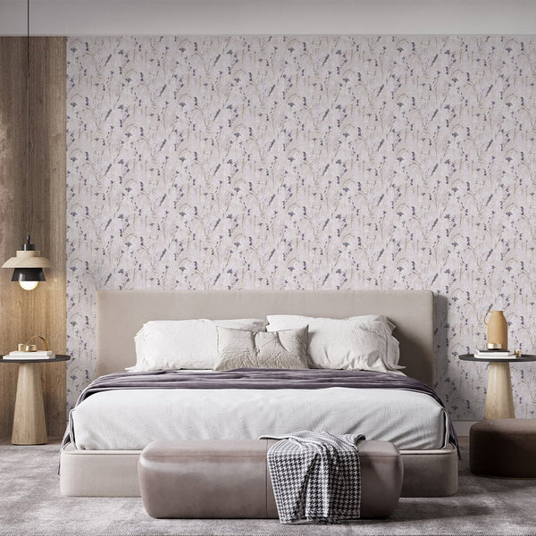 Purple Lavender Flower Wallpaper S079 - CostaCover - Peel and stick Removable Wallpaper - accent wallpaper - adhesive wallpaper - bathroom wallpaper