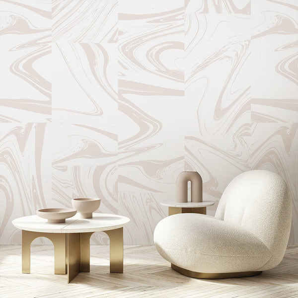 White Beige Abstract Paint Wall Mural AM025 - CostaCover - Peel and stick Removable Wallpaper - about walls - Abstract - Abstract Labyrinth Lines