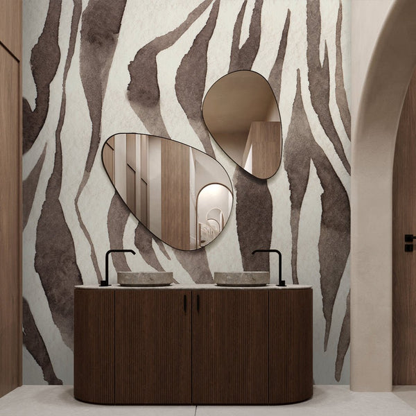 Beige Brown Zebra Texture Wall Mural AM119 - CostaCover - Peel and stick Removable Wallpaper - Abstract - abstract lines - abstract mural