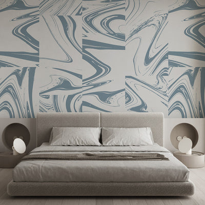 Grey Blue Abstract Paint Wall Mural AM026