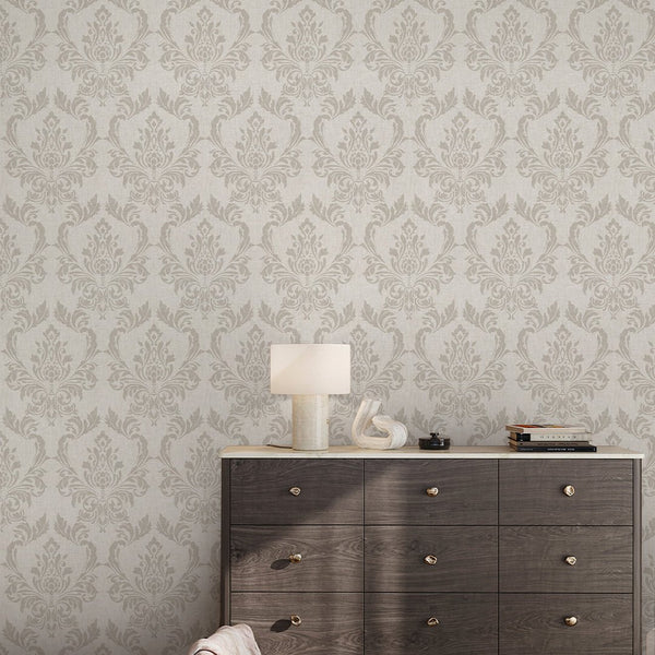 Beige Classic Damask Wallpaper A030 - CostaCover - Peel and stick Removable Wallpaper - abstract wallpaper - accent wallpaper - adhesive wallpaper