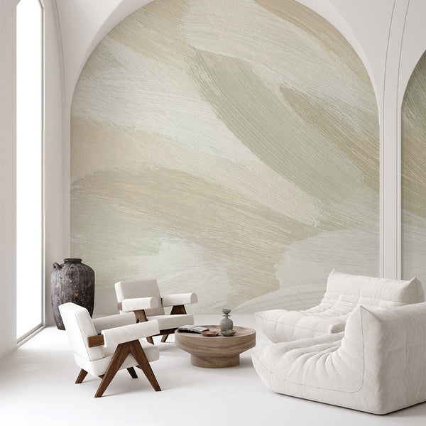 Beige Green Brush Strokes Wall Mural CCM188 - CostaCover - Peel and stick Removable Wallpaper - Abstract - Abstract Labyrinth Lines - abstract lines