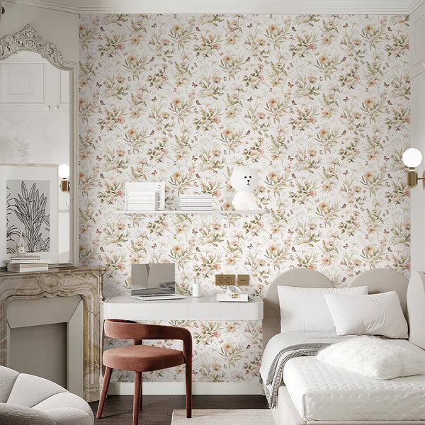 Elegant Flowers Bouquet Wallpaper S071 - CostaCover - Peel and stick Removable Wallpaper - abstract wallpaper - accent wallpaper - adhesive wallpaper