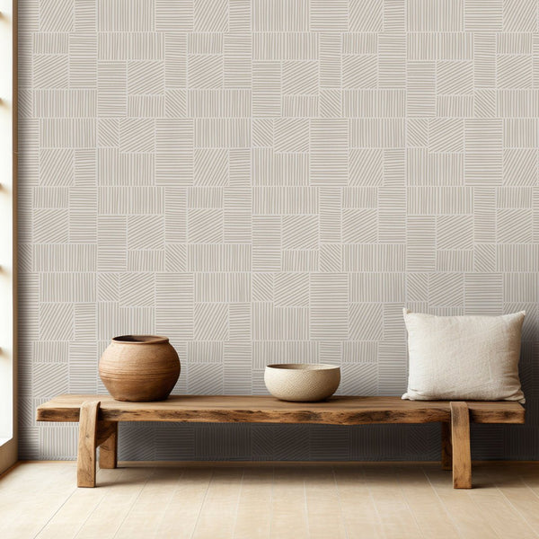 Beige Textured Stripes Wallpaper A010 - CostaCover - Peel and stick Removable Wallpaper - about walls - Abstract - abstract lines