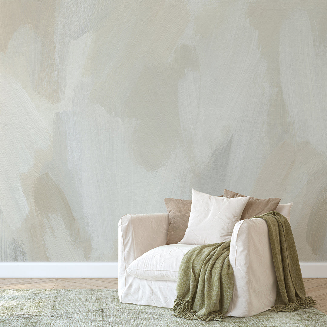 Olive Beige Brush Strokes Wall Mural CCM189