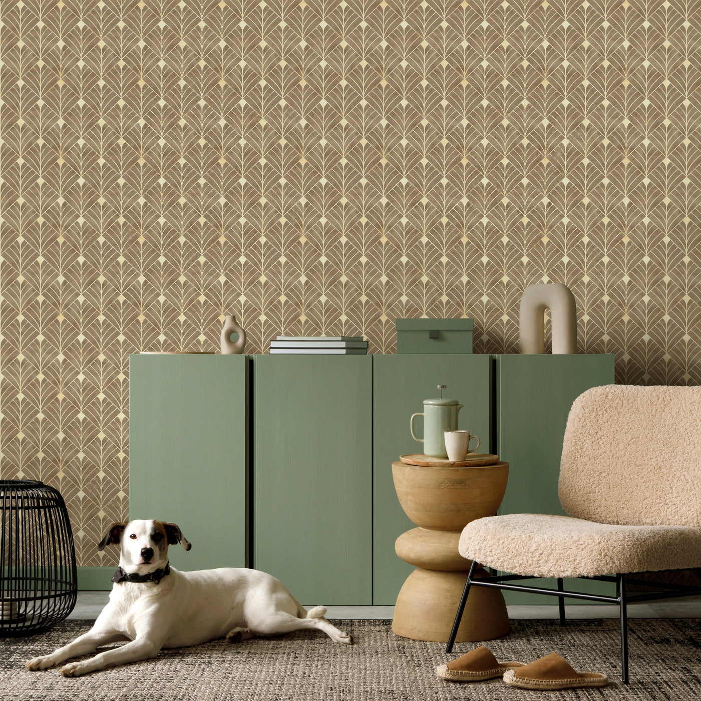 Light Brown Art Deco Wallpaper CC337