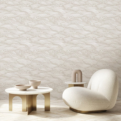 Beige Waves Wallpaper A096