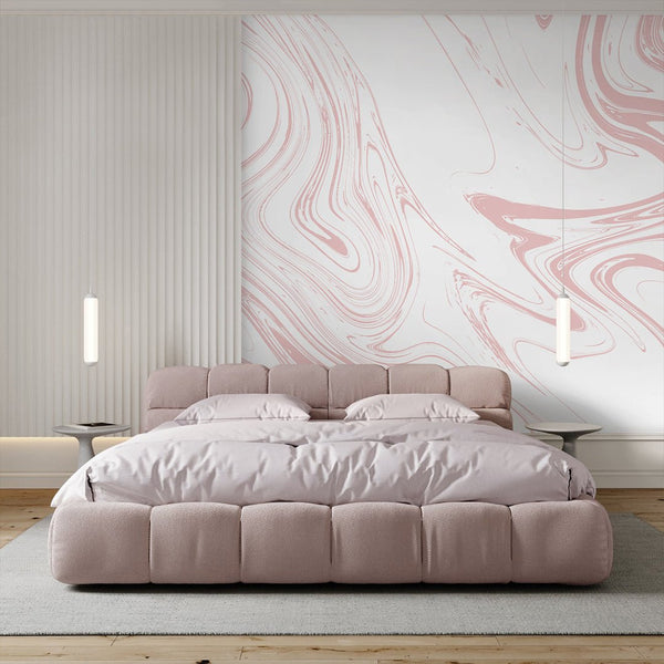 White Pink Marble Wall Mural AM057 - CostaCover - Peel and stick Removable Wallpaper - about walls - Abstract - Abstract Labyrinth Lines