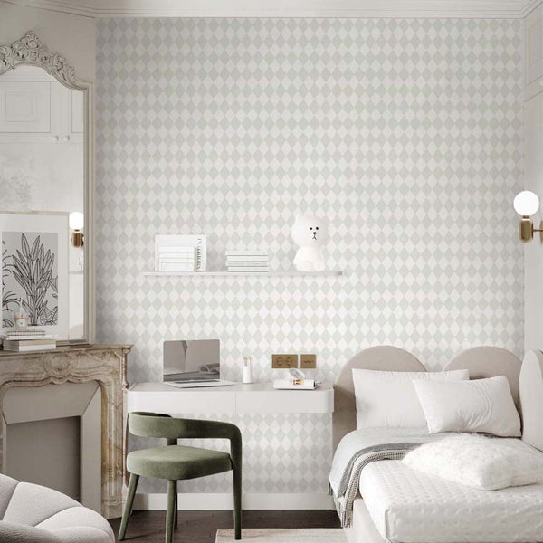 Pastel Green Rhombus Wallpaper S027 - CostaCover - Peel and stick Removable Wallpaper - abstract wall art - accent wallpaper - adhesive wallpaper