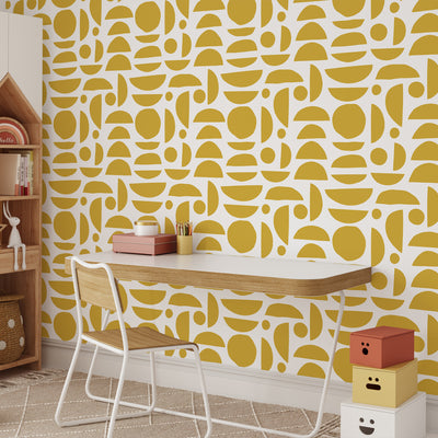Abstract Mustard Color Stones Self Adhesive Wallpaper W030