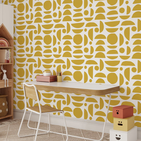 Mustard Color Stones Wallpaper W030 - CostaCover - Peel and stick Removable Wallpaper - Abstract - abstract lines - abstract wall art