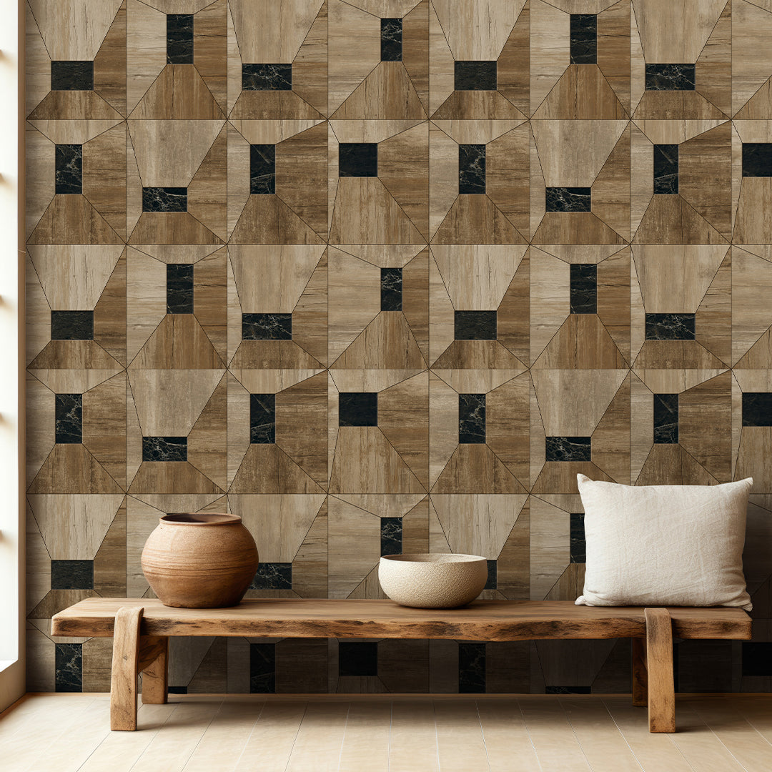 Wood Texture Squares Wallpaper A012