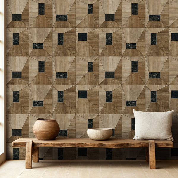 Wood Texture Squares Wallpaper A012 - CostaCover - Peel and stick Removable Wallpaper - about walls - abstract wall art - abstract wallpaper