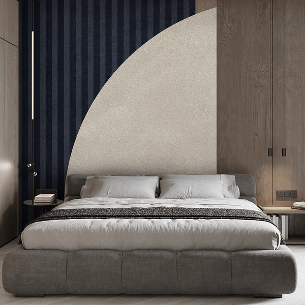 Dark Blue Stripes & Beige Wall Mural AM048 - CostaCover - Peel and stick Removable Wallpaper - Abstract - Abstract Beige Gold Stripes Waves Removable Wallpaper near me - abstract lines