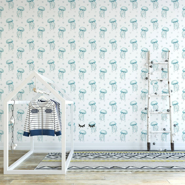 Blue Sea World Wallpaper W070 - CostaCover - Peel and stick Removable Wallpaper - abstract wallpaper - accent wallpaper - adhesive wallpaper