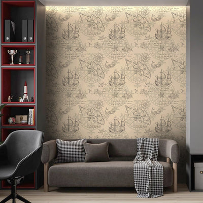 Vintage Nautical Map Wallpaper A091