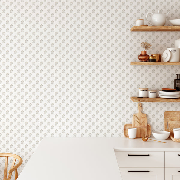 Beige Vintage Floral Wallpaper CC371