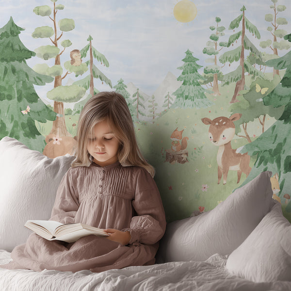 Woodland Animal Nursery Wall Mural LM005