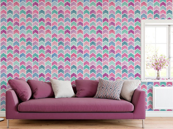 Watercolor Chevron Wallpaper CC185 - CostaCover - Peel and stick Removable Wallpaper - accent wallpaper - adhesive wallpaper - baby wall decor