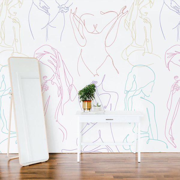 Colorful Line Art Wall Mural WM038 - CostaCover - Peel and stick Removable Wallpaper - Abstract - abstract lines - abstract wall art