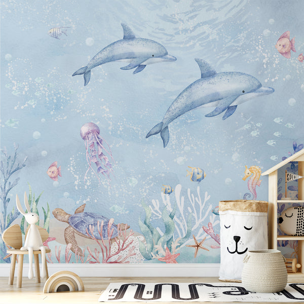 Blue Dolphins Wall Mural SM060