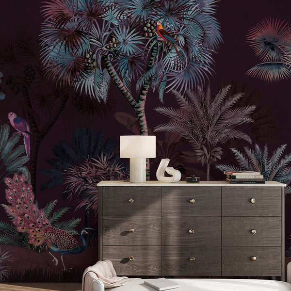 Dark Purple Tropical Jungle Wall Mural AM181